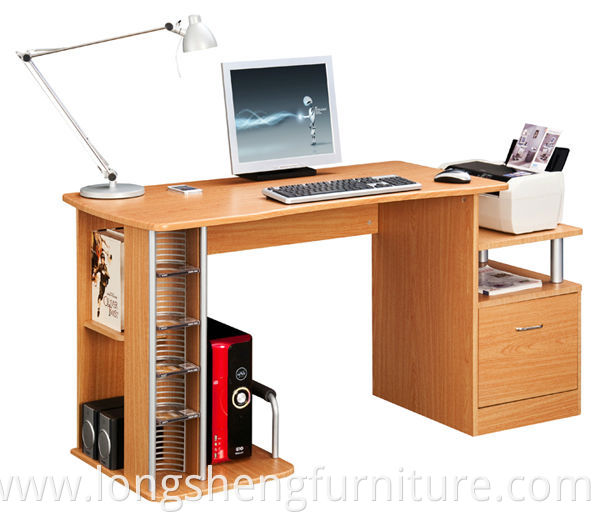 Wooden Computer Table Design With CD Rack and File Cabinet